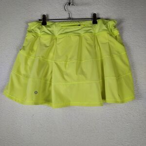 Lululemon Pace Rival Skirt Womens 12 Neon Yellow Athletic Tennis Golf Skort